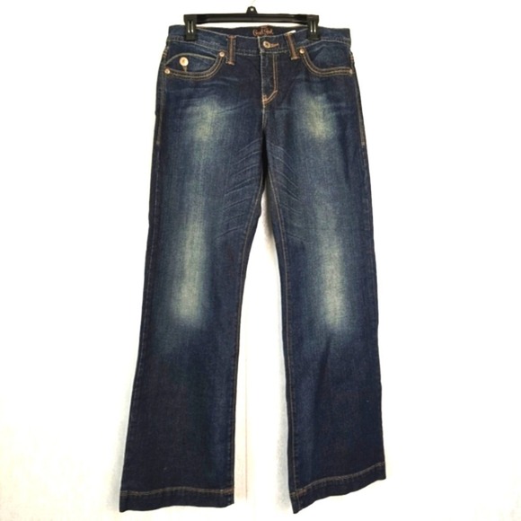 Cruel Girl Women's Jeans Sz 9 Rocky Mountain Clothing Wide Leg Pockets Stitching - Picture 1 of 11